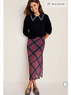 Joy Plaid Mesh Midi Skirt